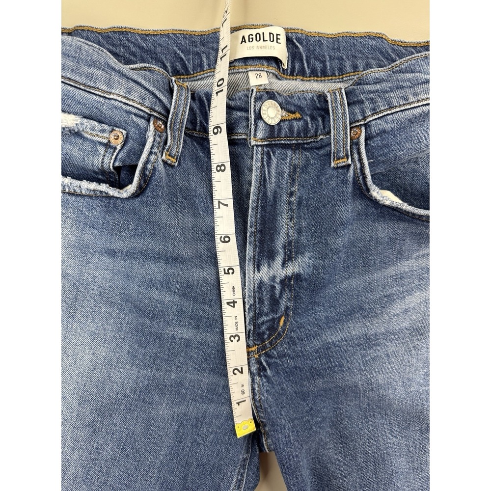 AGOLDE Kye Straight Jeans Womens 28 Blue Vintage Wash Cropped High Rise Boho - Picture 5 of 14